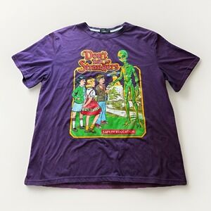 Romwe Graphic T Shirt Don't Talk to Strangers Size Small Purple